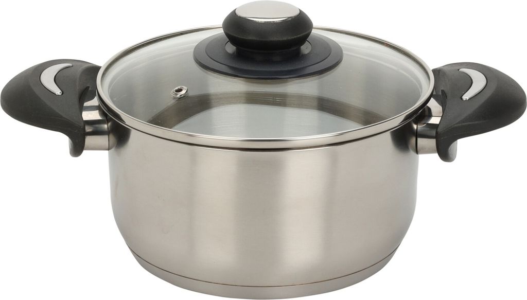 Kochtopf - Edelstahl - Ø 18 cm - mit Glasdeckel - 1800 ml