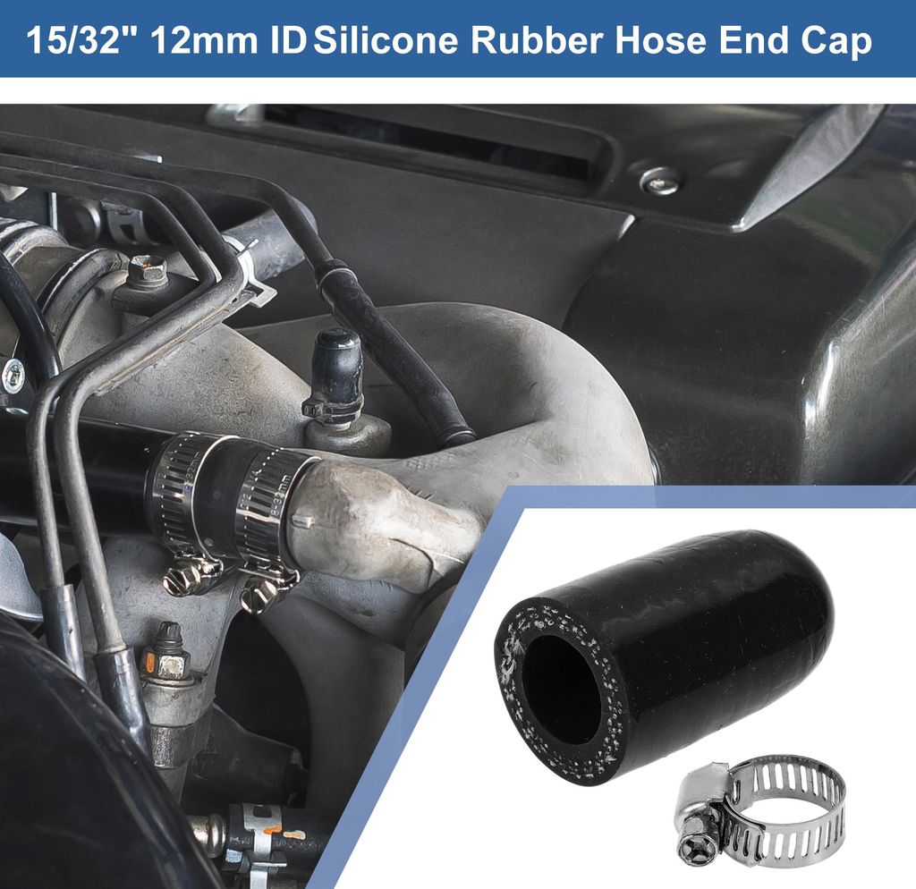 15/32" 12mm ID Silikon Gummischlauch Endkappe 3-lagiges Polyester Für Kühlmittel Turbo Bypass Ventil Vakuum 30mm Schwarz