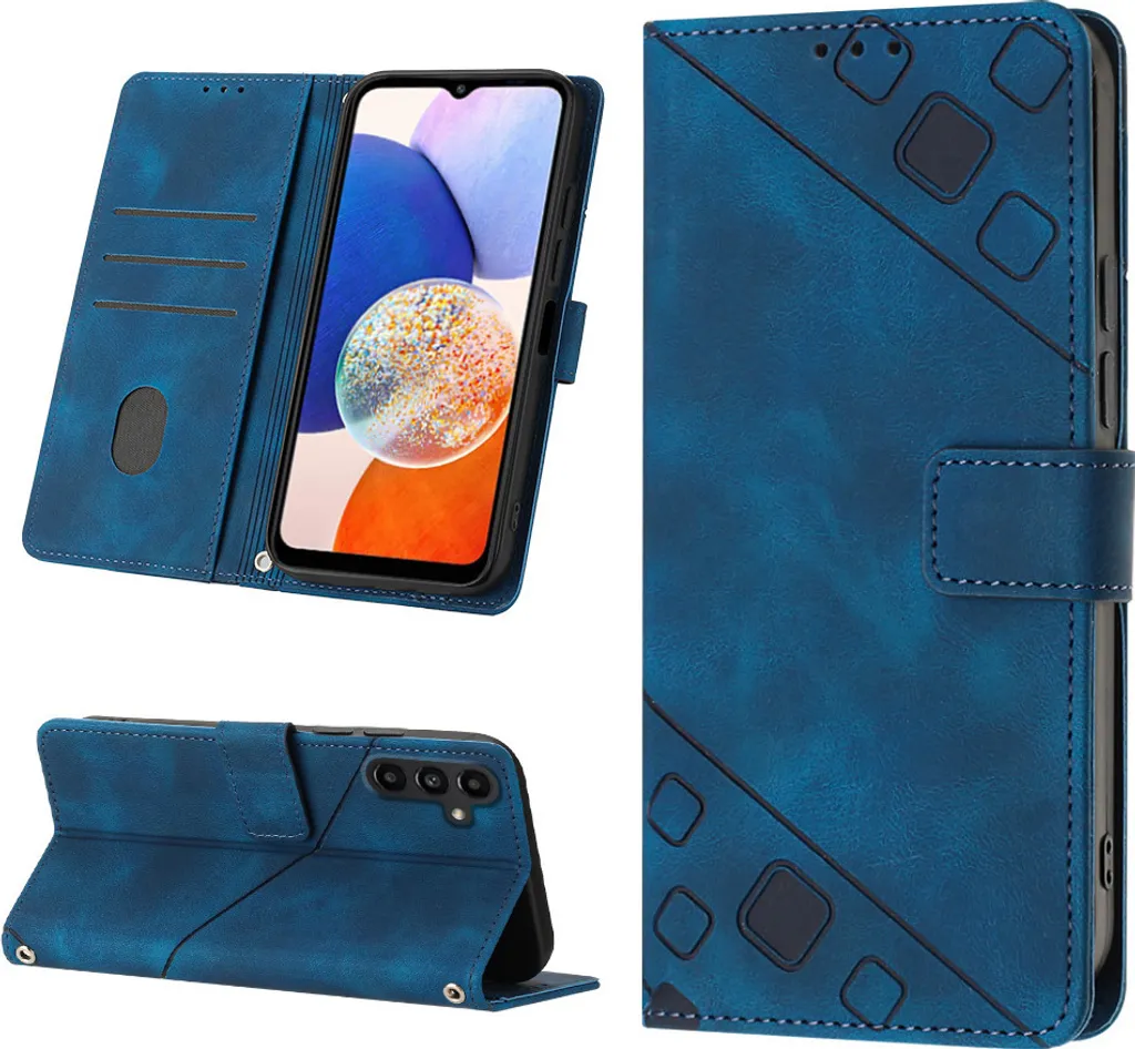 Custodia Samsung Galaxy A05S Blu Stand Portafoglio in Rilievo