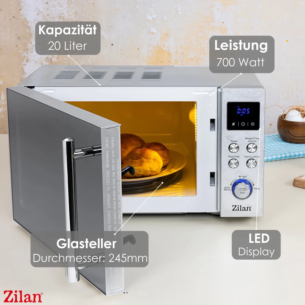 Micro-ondes programmable 8 menus Zilan avec fonction décongélation LED - 3
