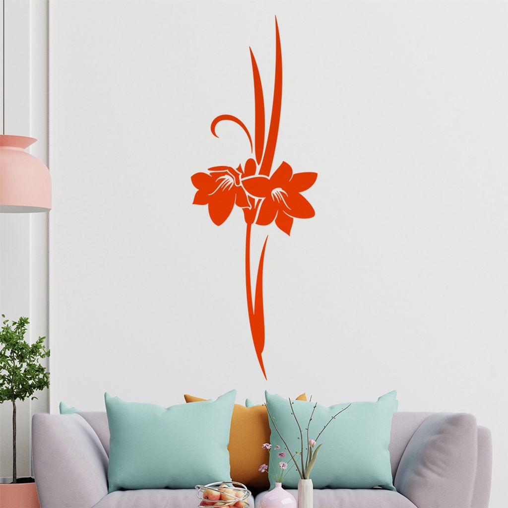 Blumen - Linien Wandtattoo in 6 Größen - Wandaufkleber Wall Sticker - Dekoration, Küche, Wohnzimmer, Schlafzimmer, Badezimmer