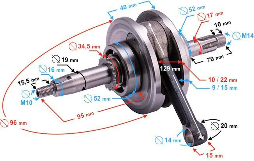 Vilebrequin 130 cm³ pour cyclomoteur idéal pour augmenter la puissance