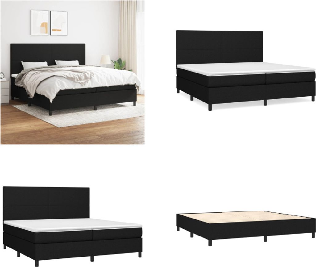 vidaXL Boxspringbett mit Matratze Schwarz 200x200 cm Stoff - Boxspringbett - Boxspringbetten - Bett - Schlafzimmermöbel