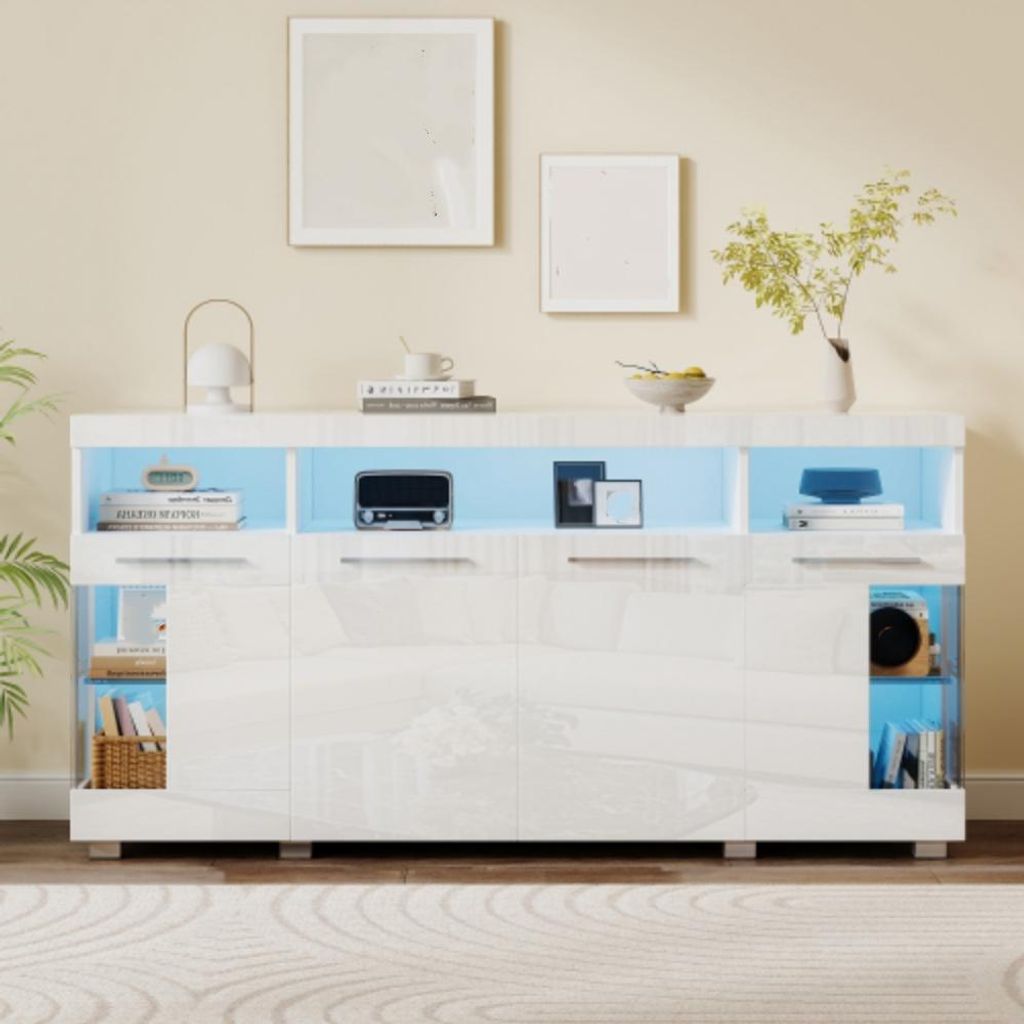 Beistelltisch, Kommode, Wohnzimmer Hochglanz Seitenschrank Produktbild 
