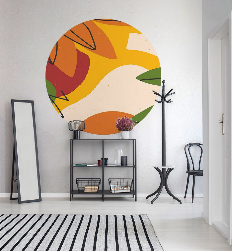 Fototapete Abstrakte Blätter rund, Material:Premium Vlies 150g/qm, Größe Tapete:130cm rund
