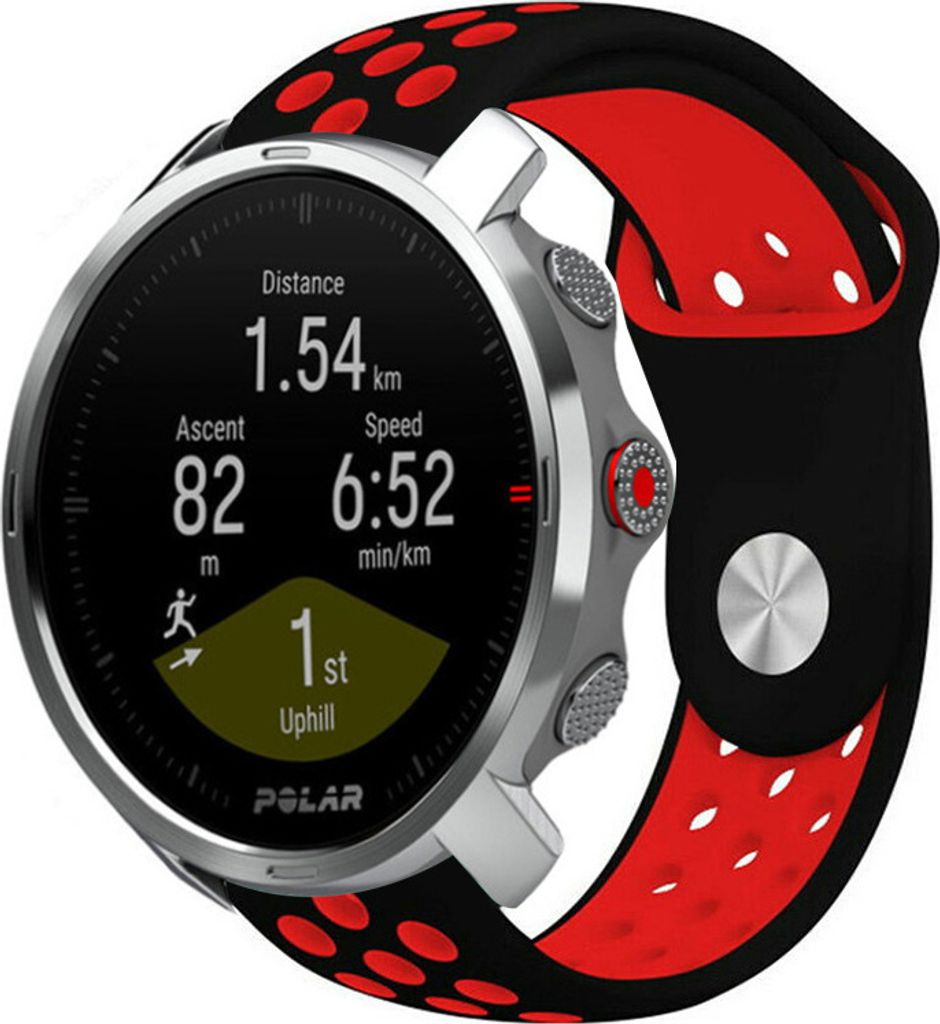 Strap-it Polar Grit X Sportarmband (Schwarz/Rot)