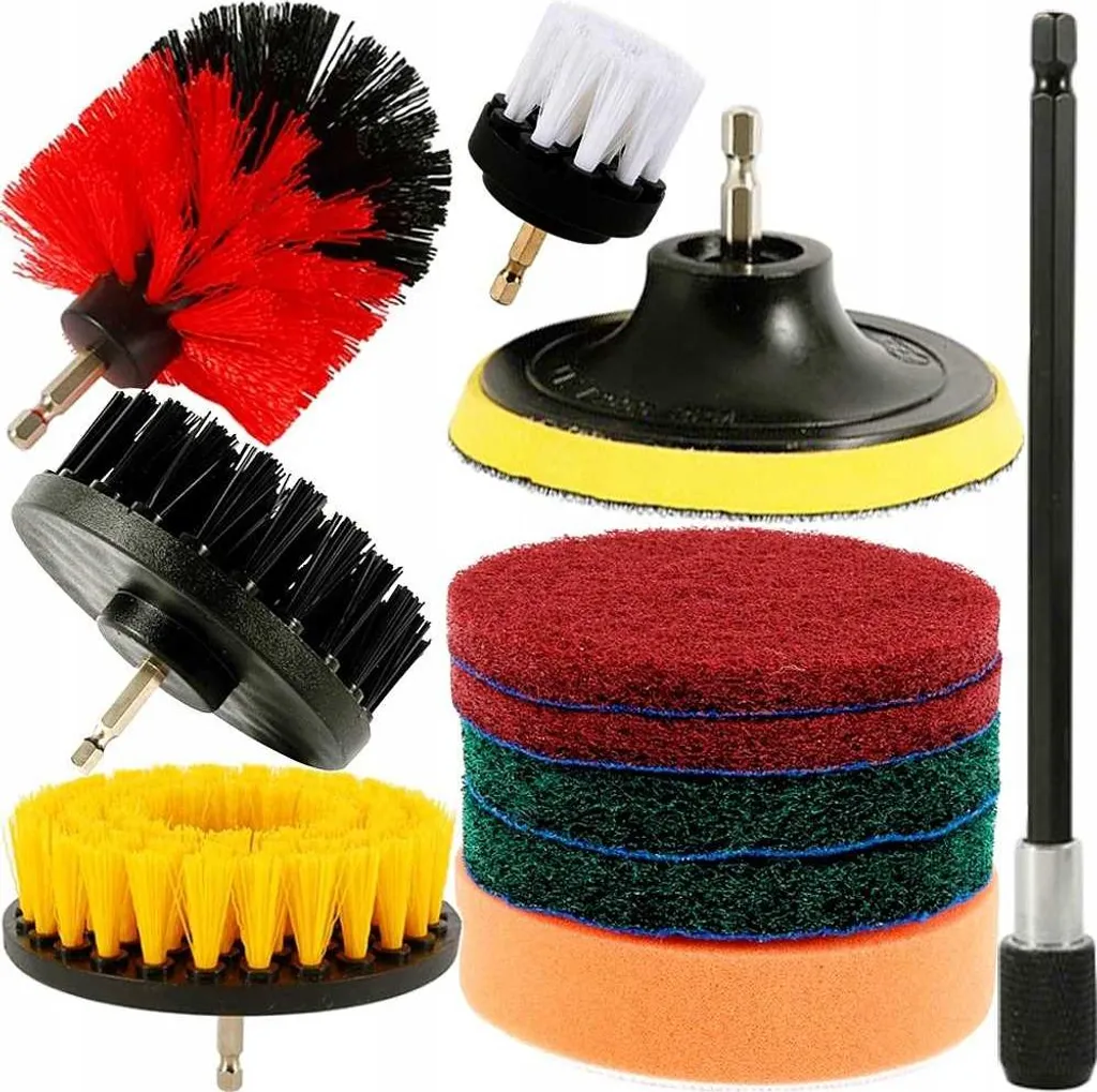 Jeu de brosses pour perceuse 11 pièces avec extension 1/4" robuste
