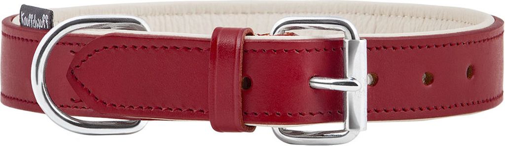 Knuffelwuff Weiches Echtleder Hundehalsband Basic Plus 24x30x1,5 cm Rot