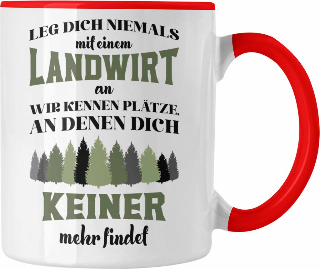 Trendation - Landwirt Spruch Geschenk Tasse Landwirtschaft Geschenke für Männer Traktor Spruch Kaffeetasse Superheld (Rot)