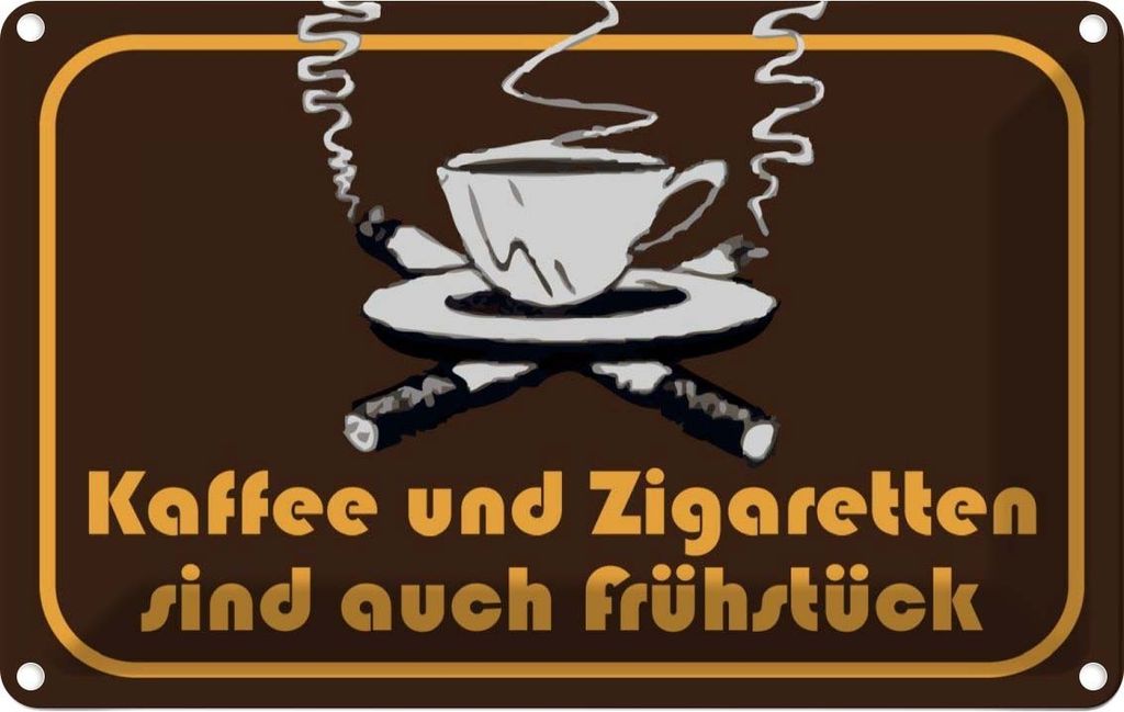 vianmo Blechschild 12x18 cm Kaffee u. Zigaretten Frühstück Spruch Zitat