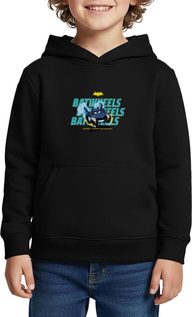 Spreadshirt Batwheels Bam Mit Schriftzug Protect Gotham City Kinder Premium Hoodie, 122/128 (6 Jahre), Schwarz
