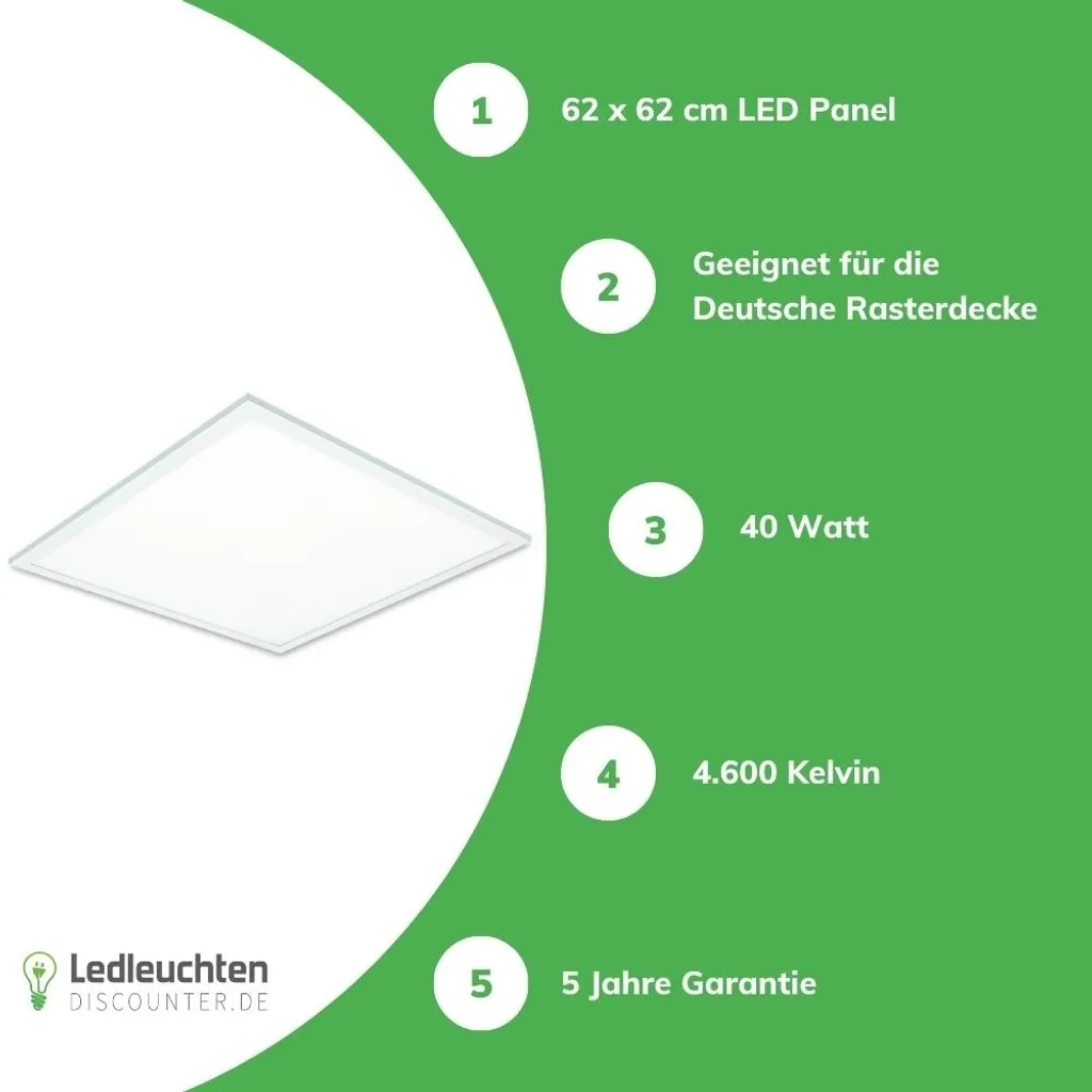 Éclairage LED pour Bureau et Commerce 62x62 cm - Panneau 40W 4800 lm - 2