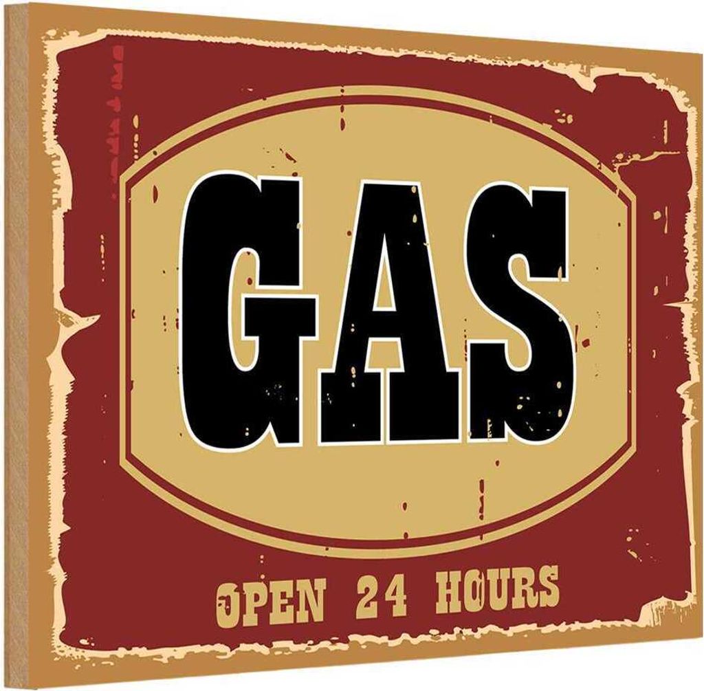 vianmo Holzschild 12x18 cm GAS open 24 hours Warnschild Hinweisschild