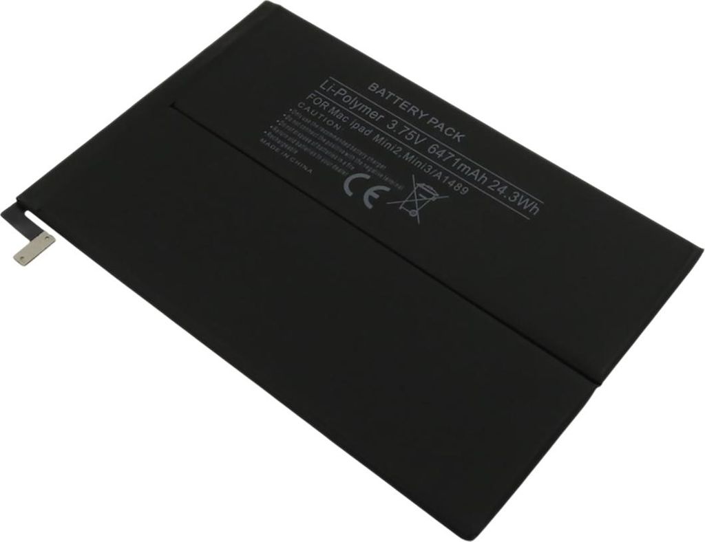 Avizar, Ersatzakku iPad Mini 2/3 A1489 Li-Polymer 3.75V 6471mAh, Schwarz