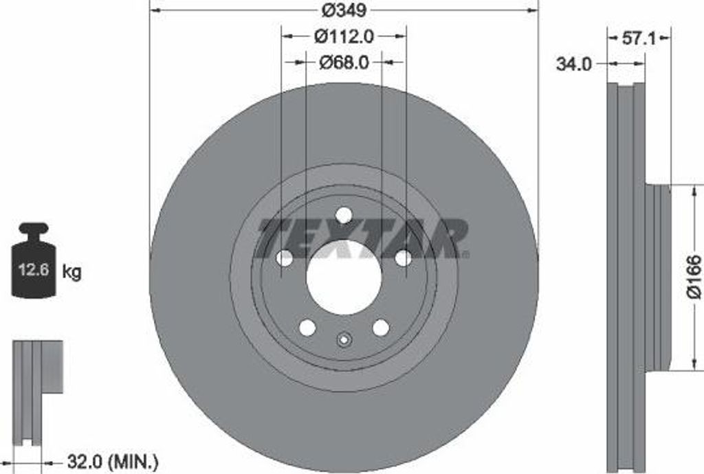 2x TEXTAR Bremsscheibe 92289305 für VW Touareg (CR7) für AUDI Q7 (4MB) Q5 (FYB)