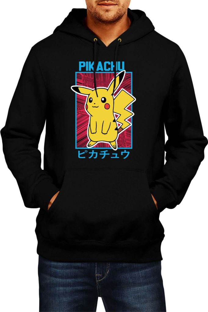 Herren Kapuzenpullover Japan Manga Anime Comics Pokemon 034, Man L / Schwarz