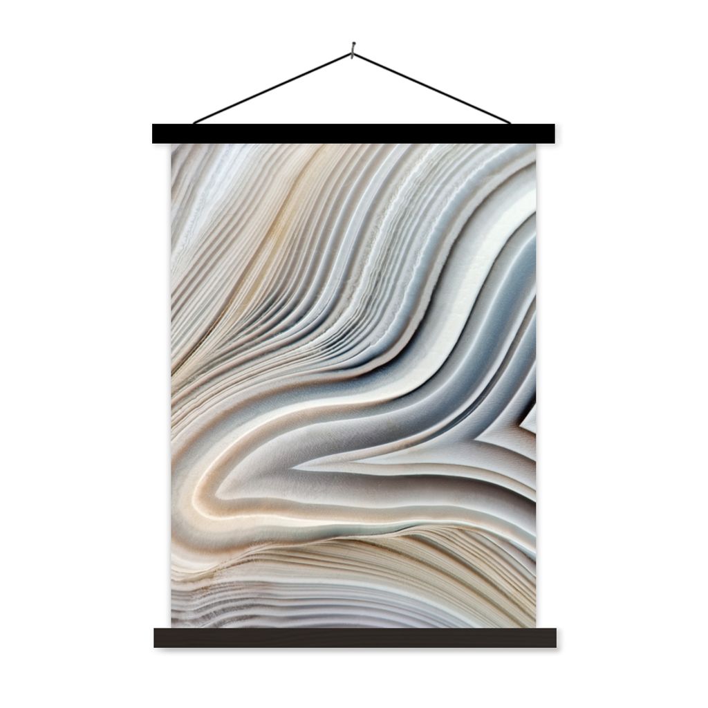 MuchoWow Textilposter Marmoroptik - Stein - Linien - Luxus - Marmor 90x120 cm mit schwarzem Rahmen - Dekoration
