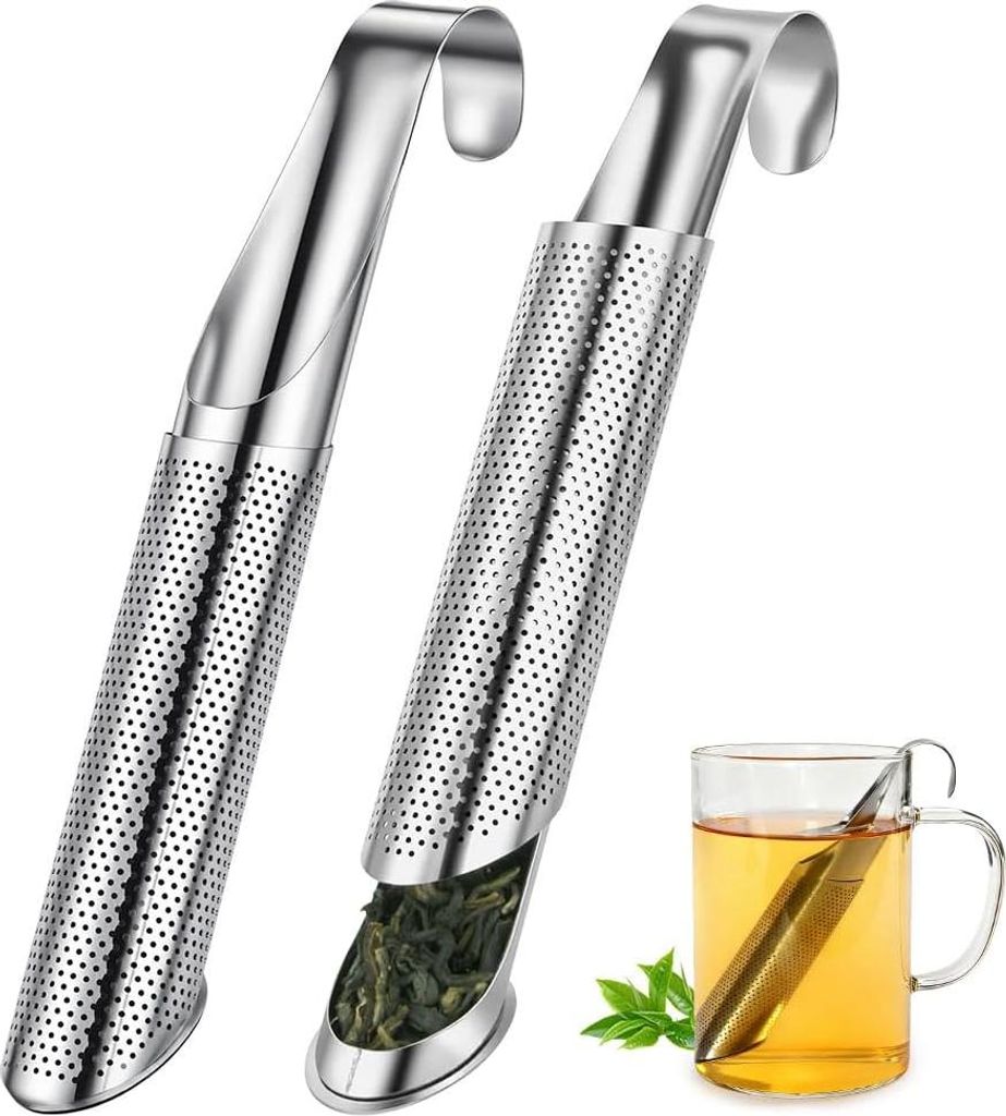Tee-Diffusor aus Edelstahl, 2-teilig, fein gemahlener Tee, Tee-Diffusor aus Edelstahl, fein gemahlener Tee-St?nder mit Haken (Detox-Tee, Darjleeg-T...