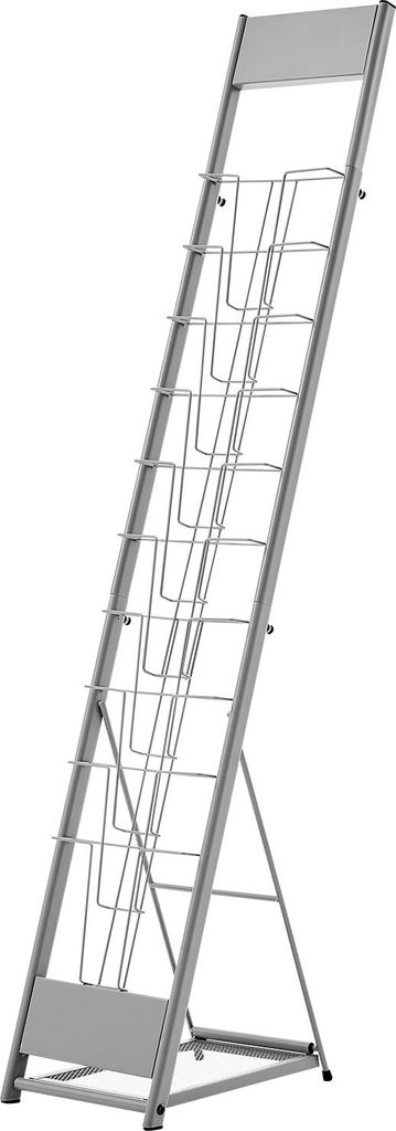 SucceBuy Prospektständer mit 10 Fächern, Zeitschriftenhalter und Katalogständer, ideal für Messen, Büros, Ausstellungen und Geschäfte, Silber