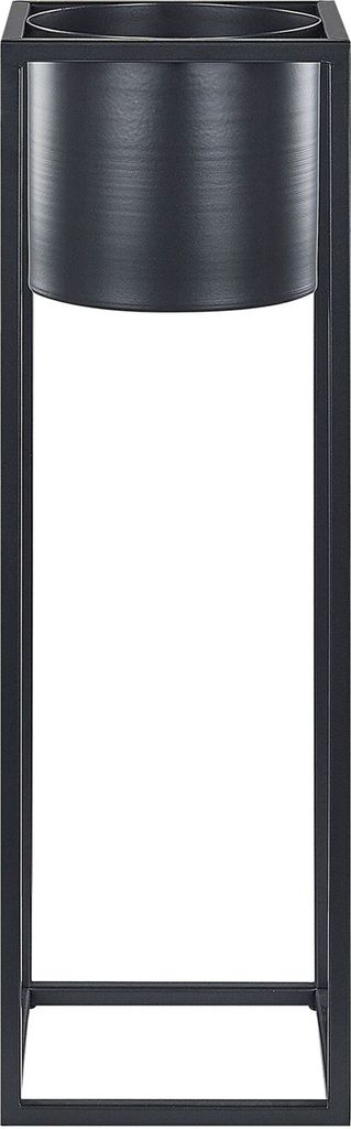 BELIANI Pflanzenständer Schwarz 15 x 15 x 50 cm Metall Rechteckig für Drinnen und Draußen UV-Beständig Balkondekoration Wohnzimmerdekoration