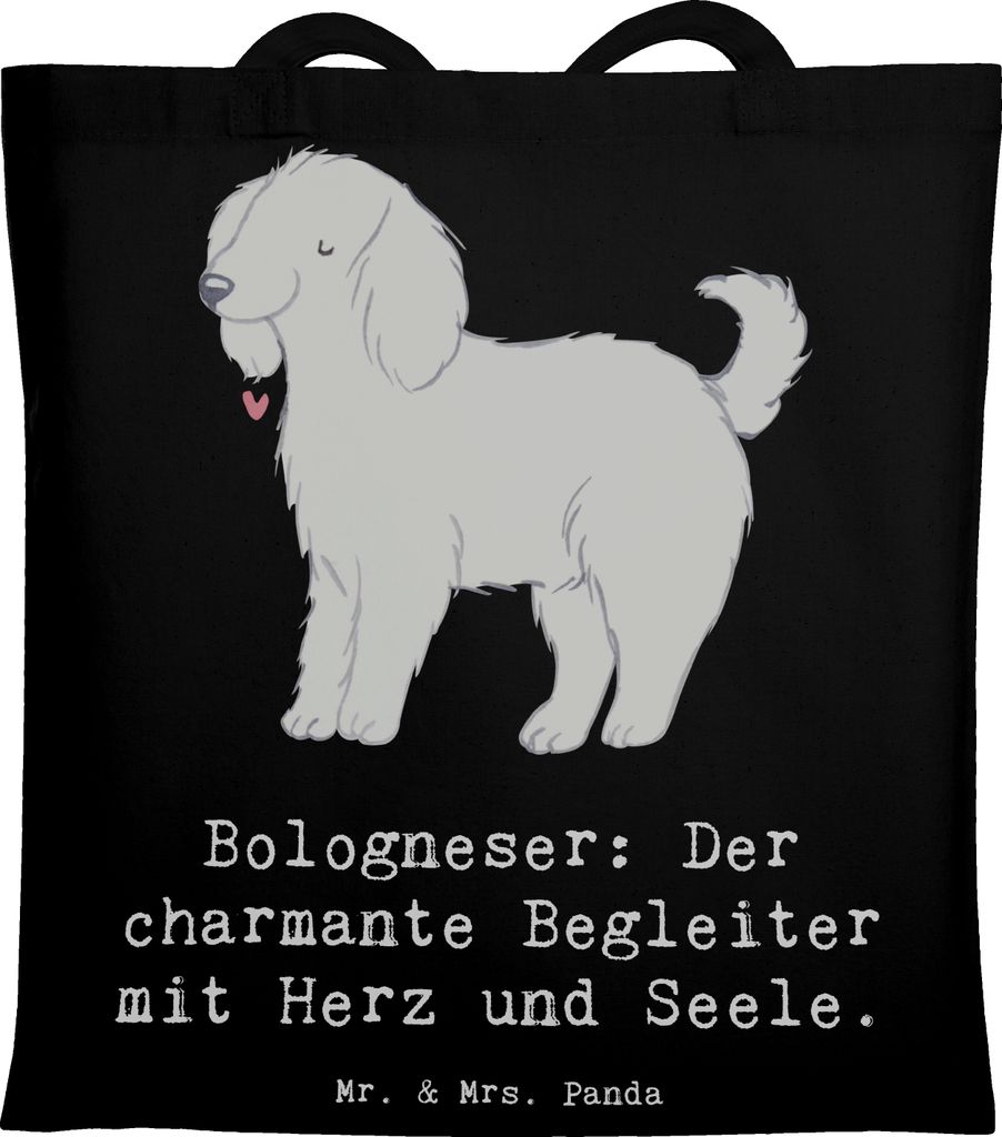 Mr. & Mrs. Panda Schultasche Bologneser Begleiter - Schwarz - Geschenk, Tasche, Beutel, kleine Hunde, Hunderasse, Hundeliebhaber, Shopping, für Fa...