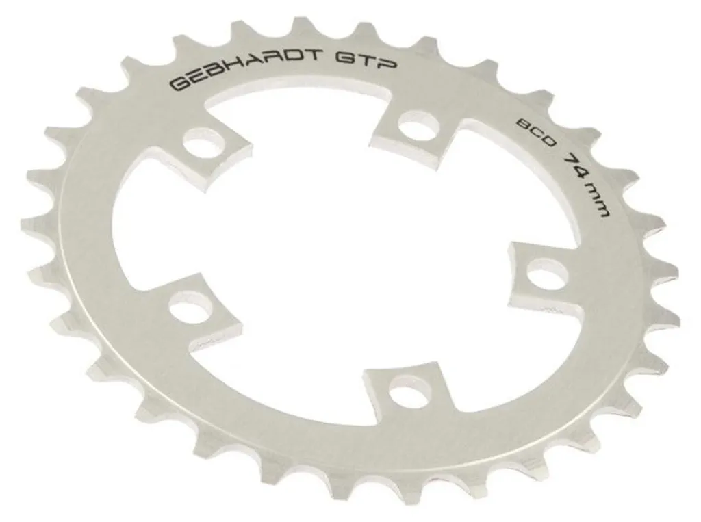 Plateau de vélo Gebhardt 30t en aluminium argent ø74mm 5 fixations
