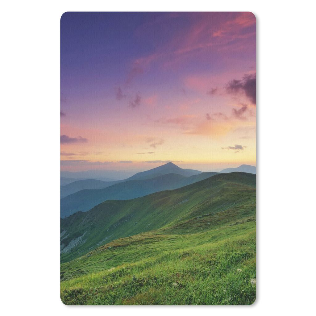 MuchoWow Mauspad Mousepad Berg - Gras - Landschaft - Abend 40x60 cm - Mousepads - Maus Mat - Pad - Mausunterlage - Schreibtisch Accesoire
