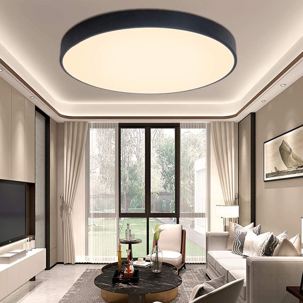 LED Deckenleuchte 12-60W Deckenlampe Ultraslim Wohnzimmer Dimmbar Badleuchte 