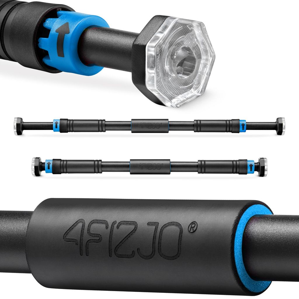 4FIZJO Klimmzugstange Türreck 66–100 cm, verstellbar, ohne Bohren, Stahl, Schwarz/Blau