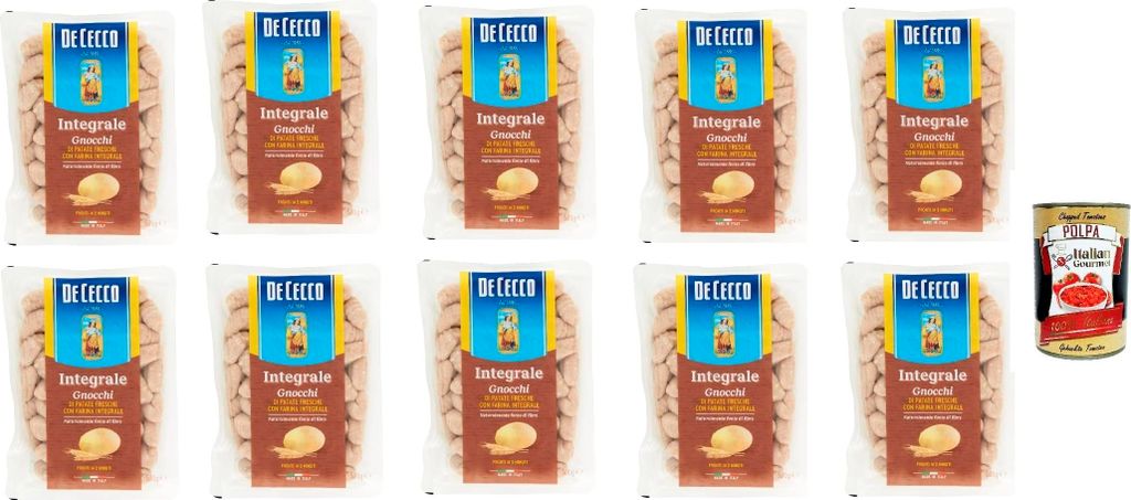 De Cecco Gnocchi di patate integrali, Pasta integrale, Vollkornnudeln, 10x 500g + Italian Gourmet polpa 400g