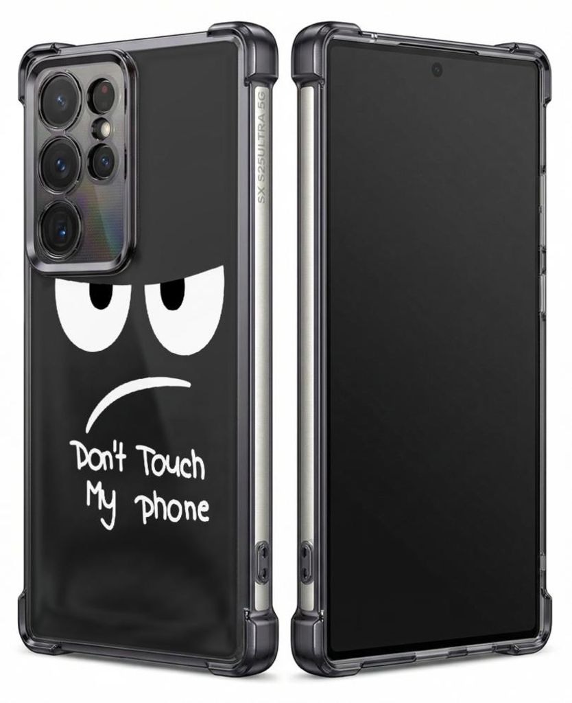 Personalisierte Hülle mit Bild für Samsung Galaxy S23 Elektroplattiert TPU Stoßdämpfer Handyhülle mit Finger weg von meinem Handy!