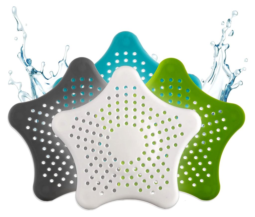 Universal Abflusssieb Silikon - 3+1 Gratis Haarsieb - Duschsieb mit Haarfänger - Premium Kitchen Sink Strainer - Abfluss Sieb für Dusche, Waschbe...