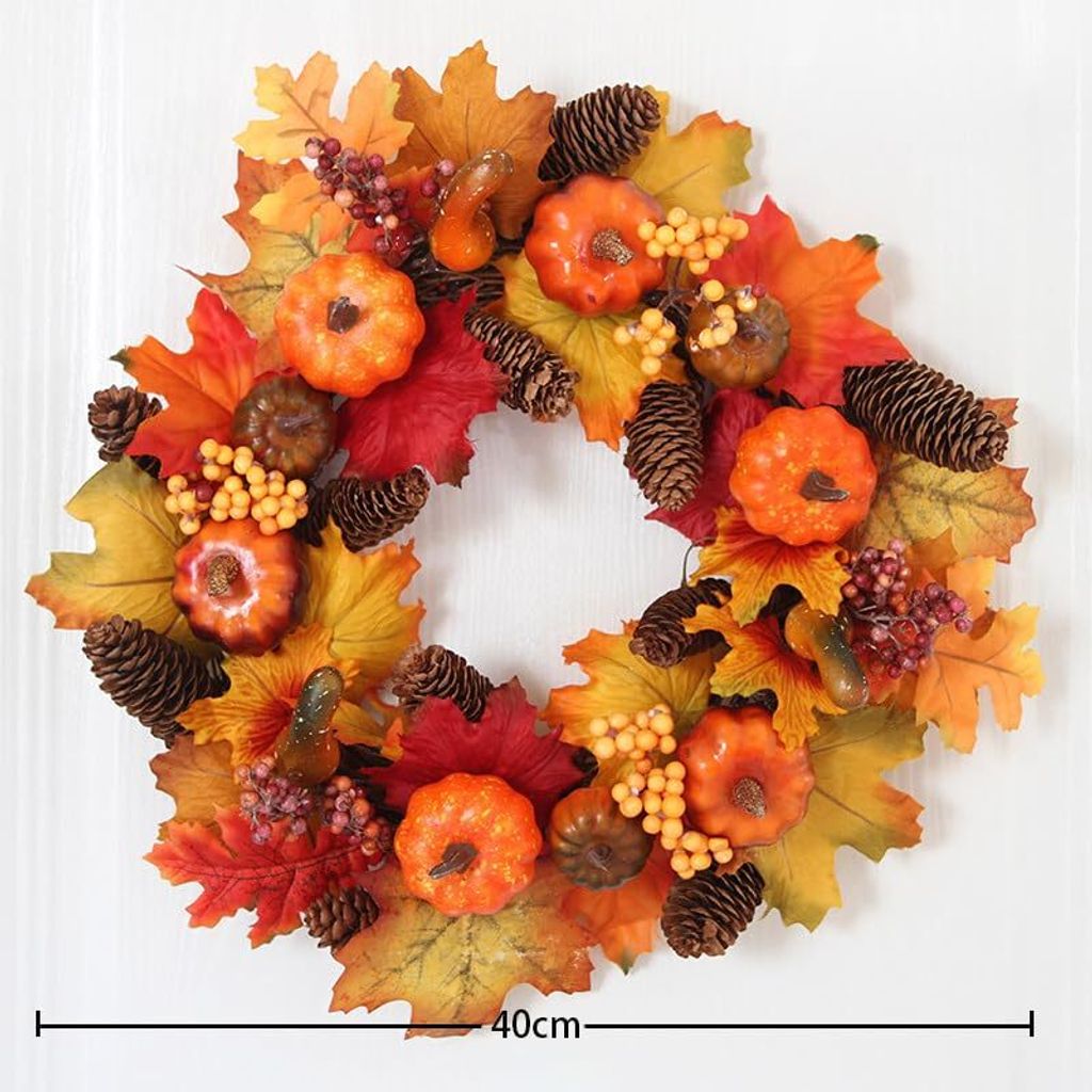 Türkranz Herbst, Kranz Herbst, Ahornblatt Türkranz, Kürbis Produktbild 