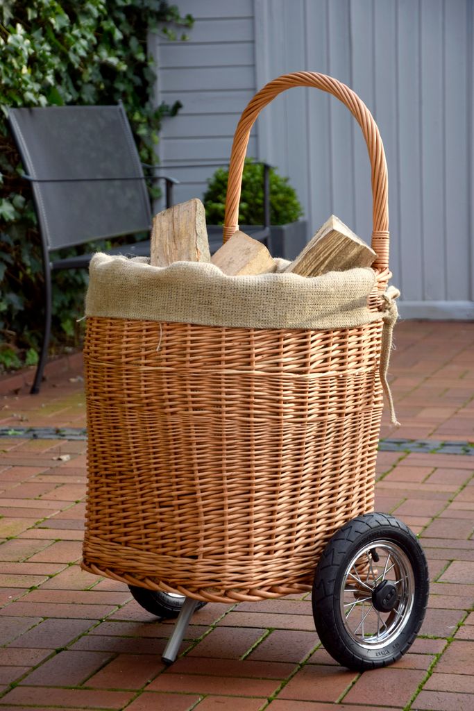 dobar Praktischer Kaminholzwagen aus geschälter Weide mit Produktbild 8