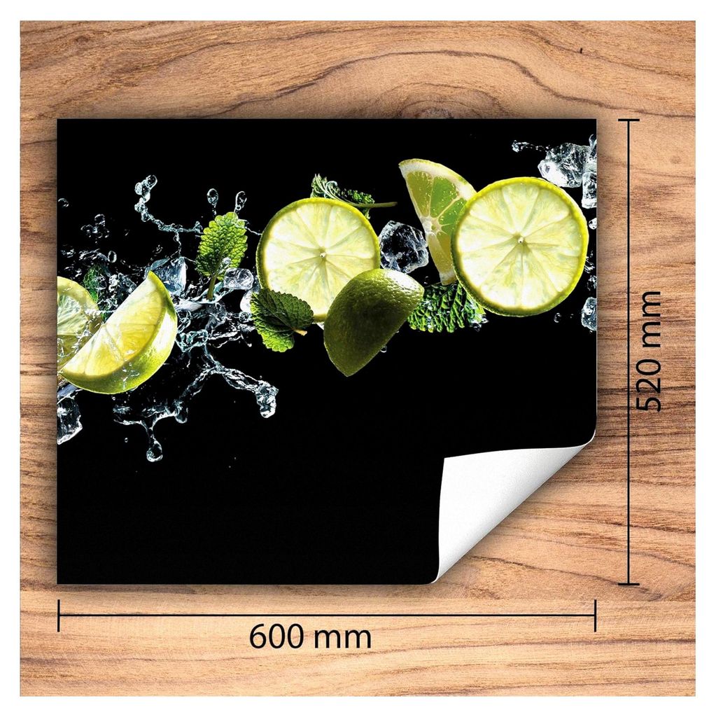 Herdabdeckplatte Einteilig Küche Herdabdeckung Induktionsfeld Glaskeramikkochfeld Vinyl Matte Aufrollbar 60x52 cm - Schwarz Kalk