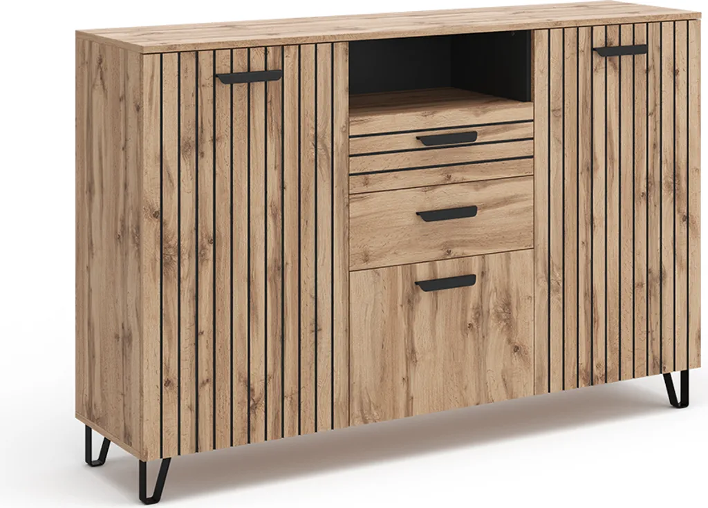 Meuble de rangement Vicco Amber Marron avec tiroirs pour chambre 38x100cm