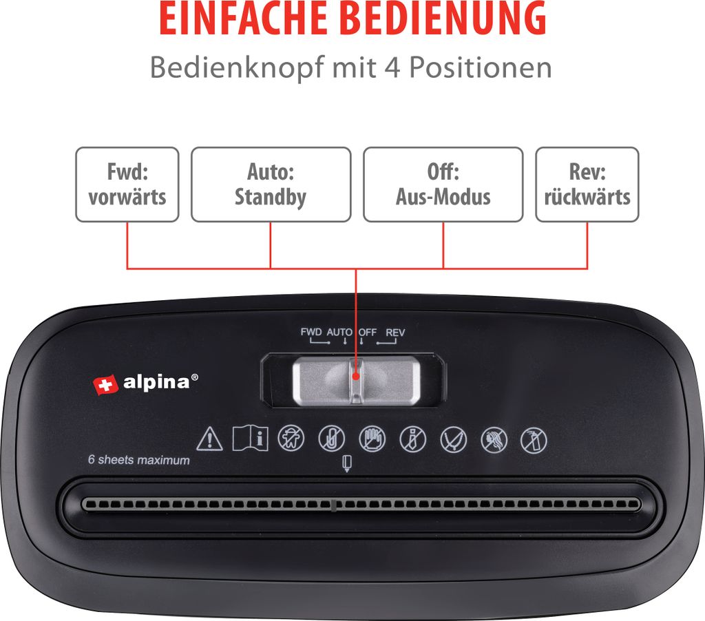 alpina Aktenvernichter 190W - Papierschredder Kreditkarten Produktbild 6