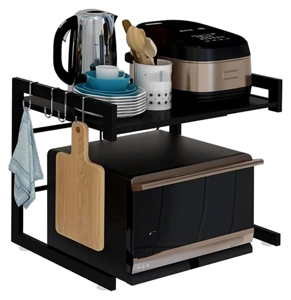 Erweiterbares Mikrowellenregal – verstellbare Ofenaufbewahrung, einziehbare Arbeitsplatte, platzsparender Ständer für Reiskocher in der Küche