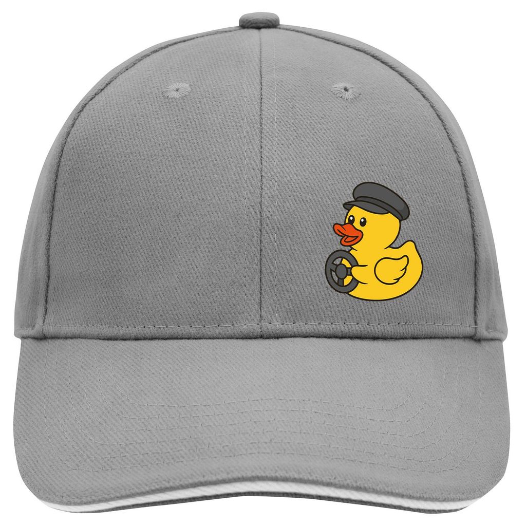 Huuraa Cappy Mütze Quietscheente Kraftfahrt Comic Gummiente Dark Grey/White Baumwolle 6-Panel Kappe Geschenkidee