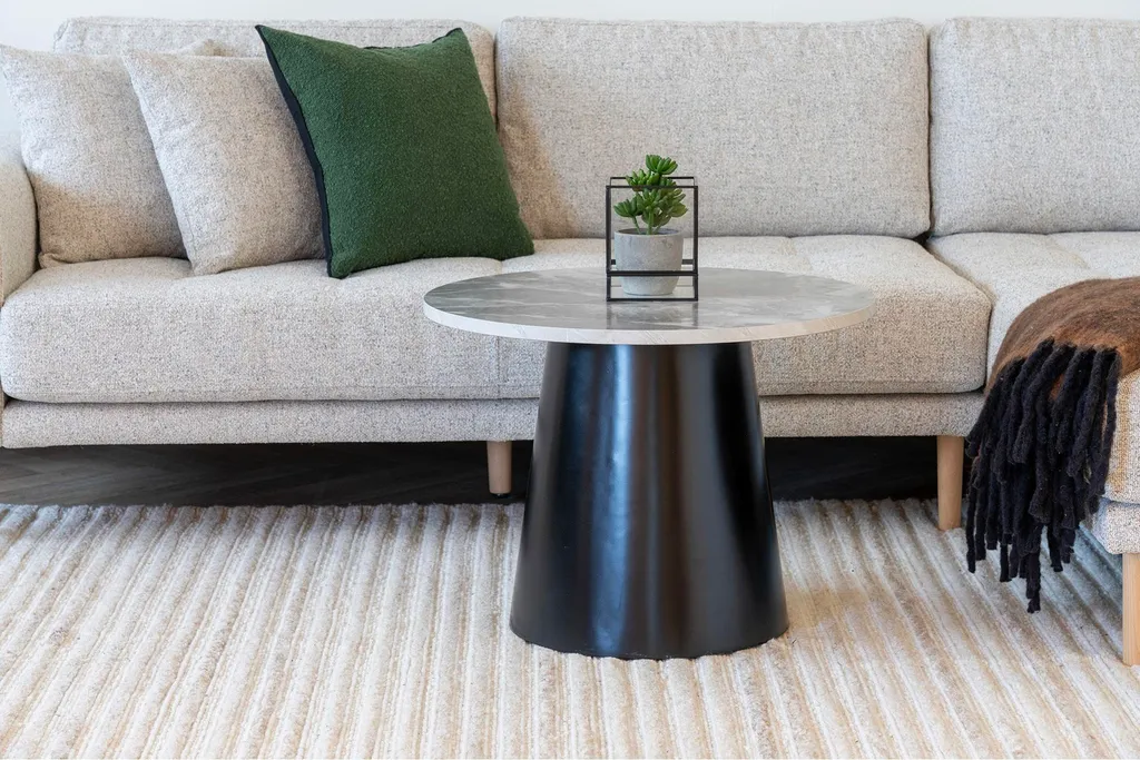 Table basse Brito Ø60cm marbre gris : chic, robuste et facile à monter - 2