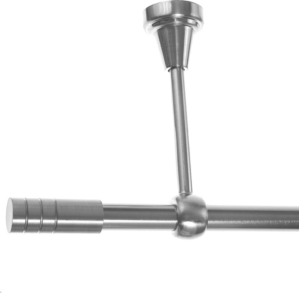 Gardinenstange mit Deckenhalterung I Metall Edelstahl Look Ø 16mm I 1-läufig D14