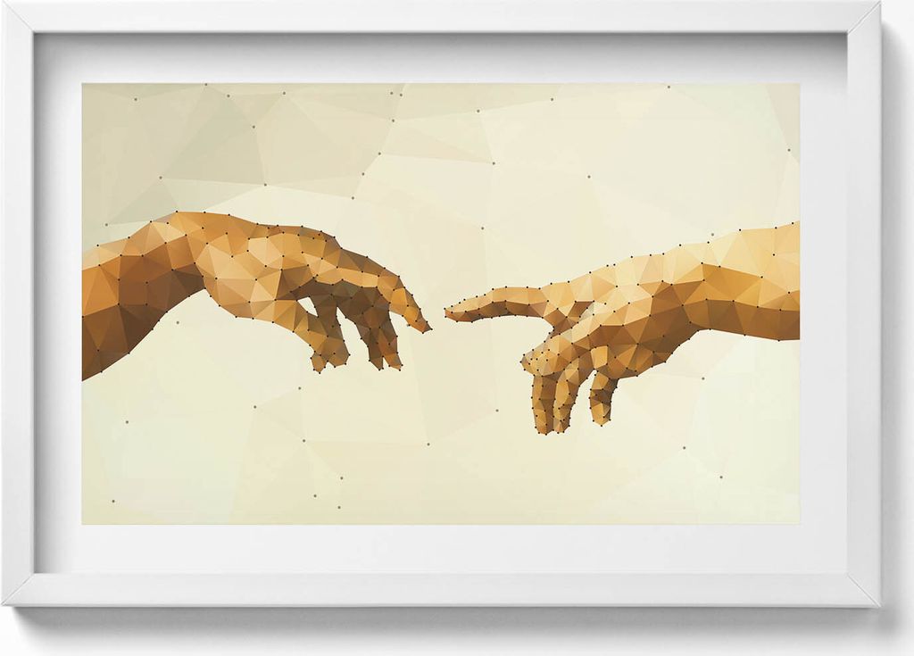 Erschaffung von Adam– Wandbild mit Rahmen – Gerahmtes Bild – Wanddekoration – 60x40 cm – Schwarz Rahmen