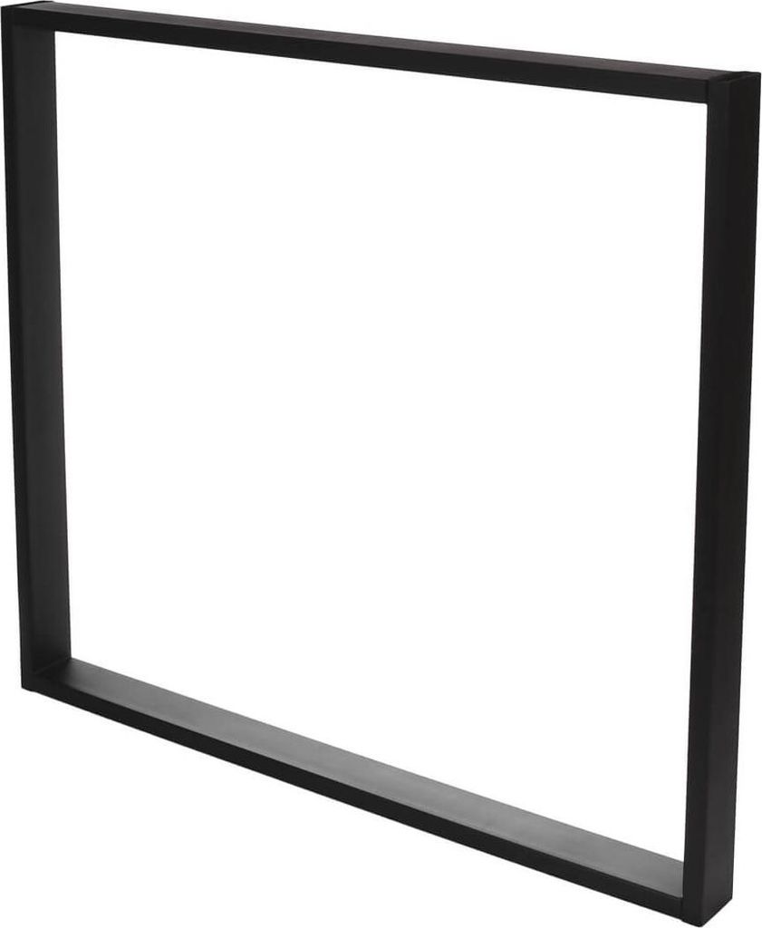 A black metal table leg frame on a white background.