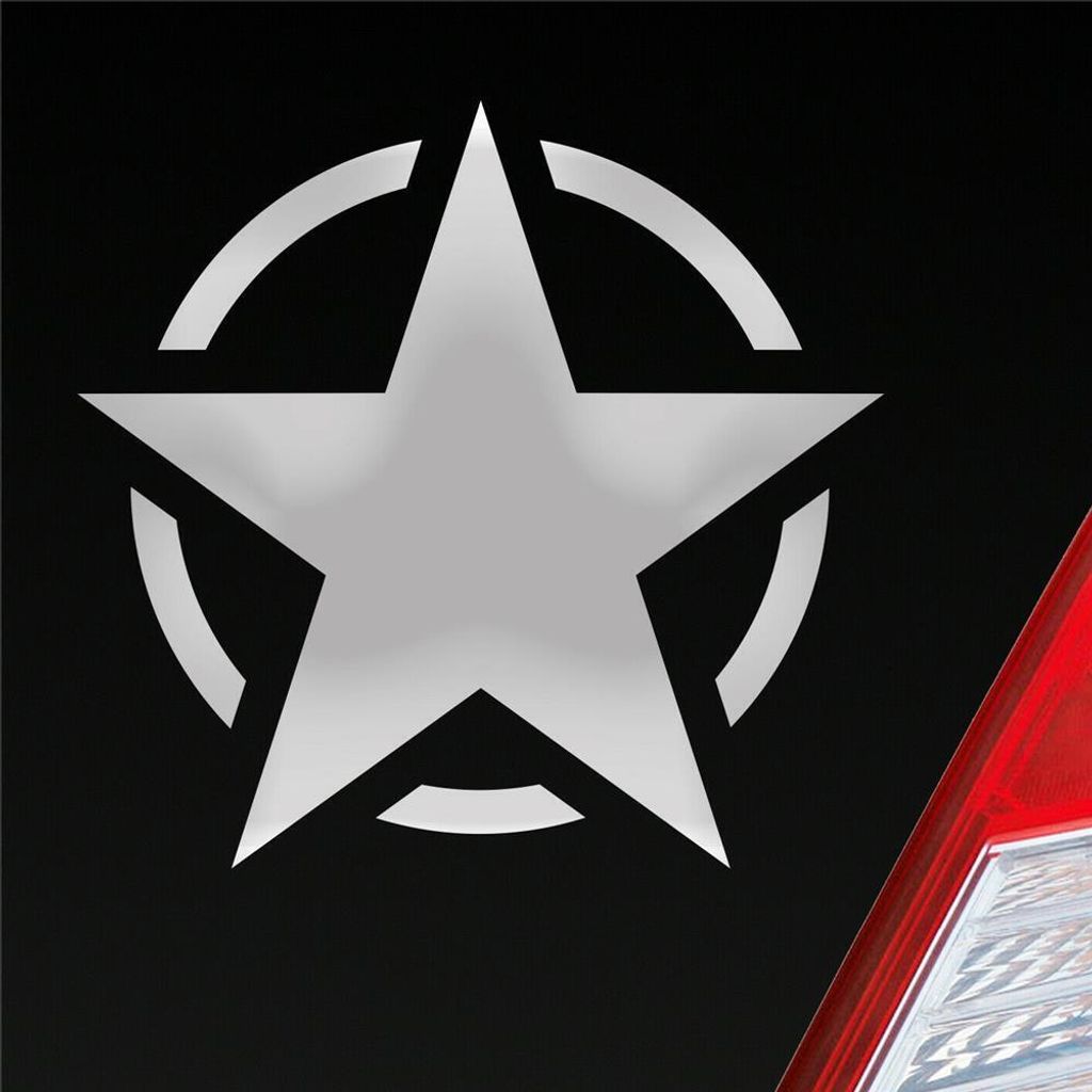 Auto Aufkleber US Army Stern USA Amerika America 10,2x9,7 cm Silber Sticker Heckscheibenaufkleber