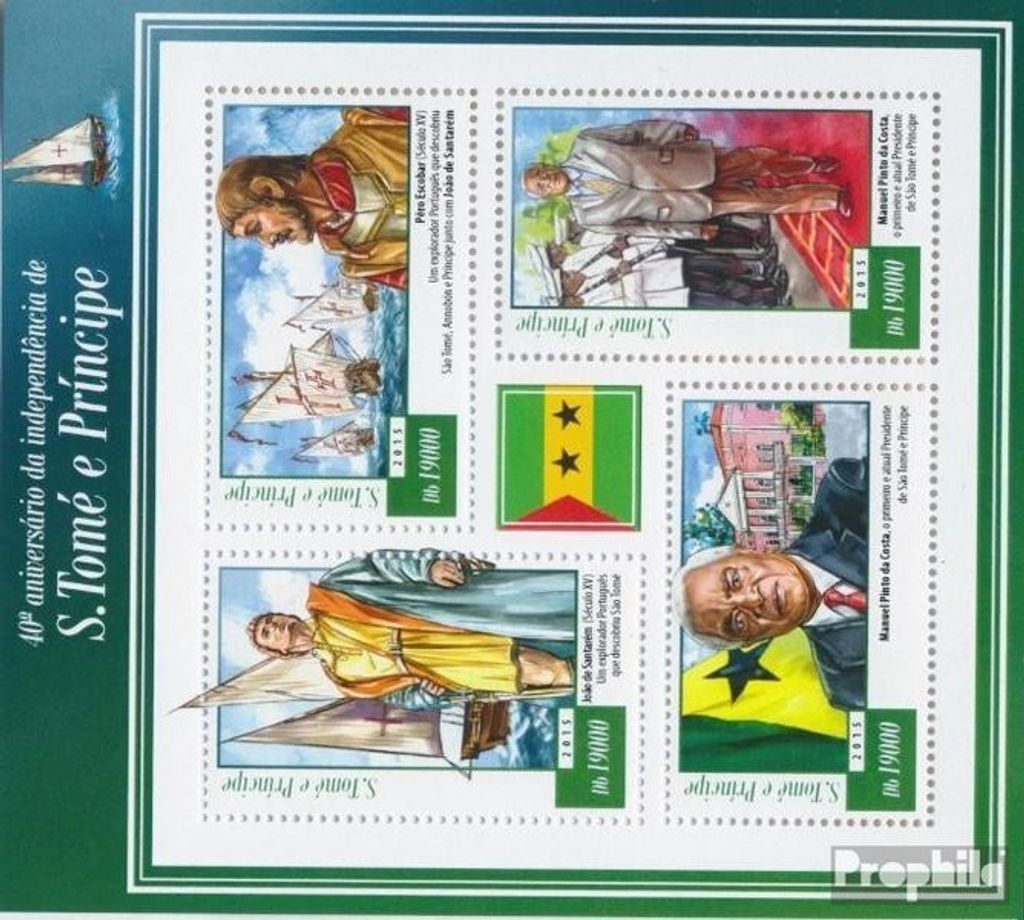 Briefmarken Sao Tome e Principe 2015 Mi 6060-6063 Kleinbogen (kompl. Ausgabe) postfrisch Unabhängigkeit von São Tomé und Príncipe