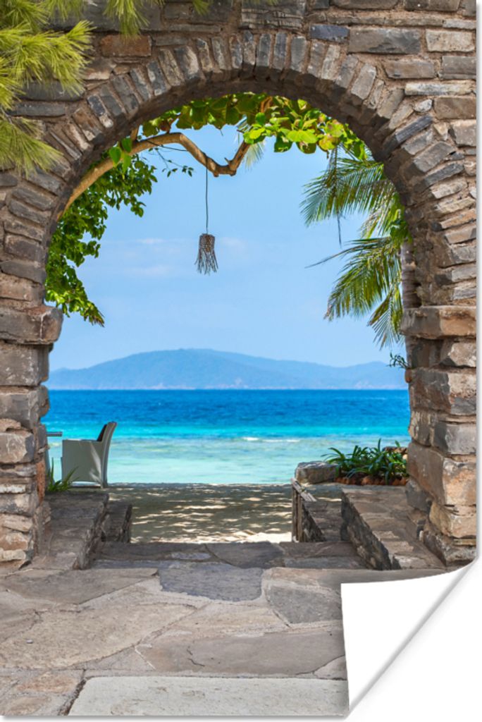 MuchoWow Poster Strand - Meer - Tropisch - Sommer - Aussicht 80x120 cm - Papierdruck