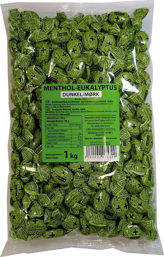 Eukalyptus-Menthol Bonbons dunkel 1kg Produktbild 