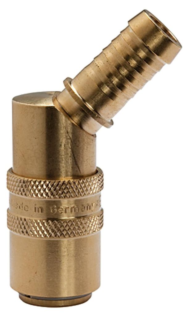 Riegler Temperierkupplung DN 9, Zapfen 13 mm, Absperrventil, Tülle 45°