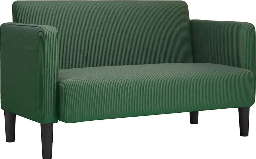 Petit canapé droit 2 places en velours côtelé vert 109 cm vidaXL