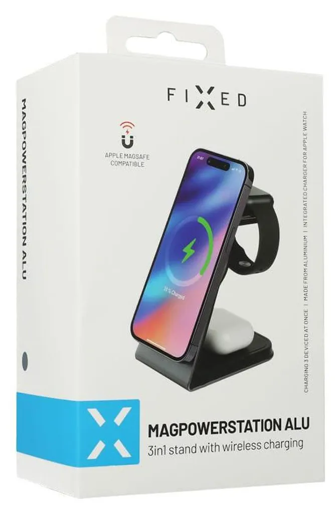 FIXED MagPowerstation ALU Stand 3 in 1: Ricarica Wireless iPhone Apple Watch - 9